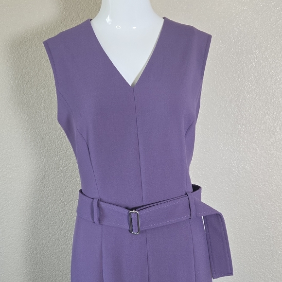 Hugo Boss Purple Sleeveless V-Neck Sheath Dress - Picture 4 of 8